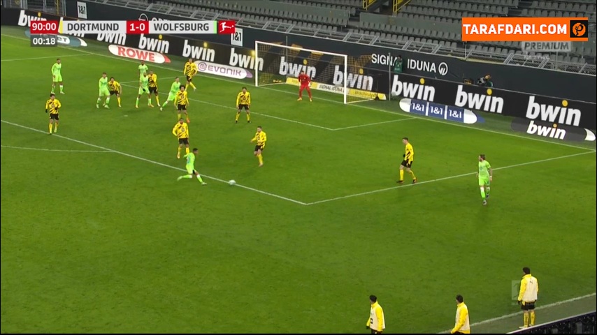 گل جیدون سانچو به وولفسبورگ (دورتموند 2-0 وولفسبورگ) 