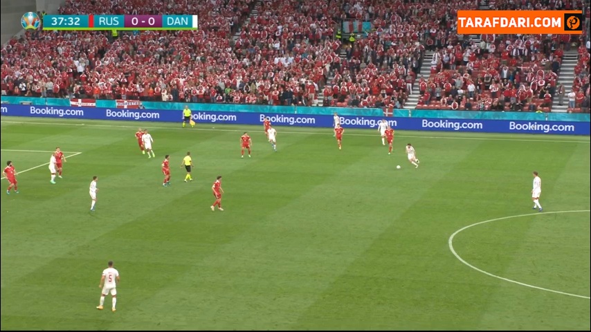 گل تماشایی میکل دامسگارد به روسیه (روسیه 0-1 دانمارک)