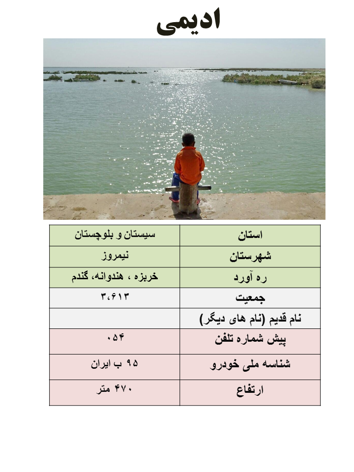 ایران شناسی (352): ادیمی (مرکز شهرستان نیمروز)